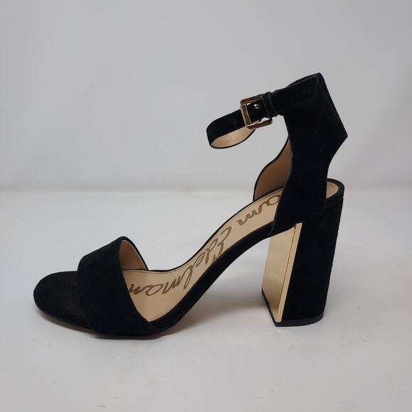 Sam Edelman Black Block Heel Peep Toe Cynthia Sandal Size 8.5 - Picture 4 of 8